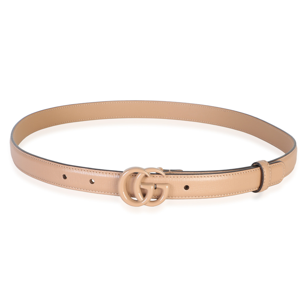 Gucci Camelia Azalea Calfskin Enamel Monochrome Double G Belt 85/34
